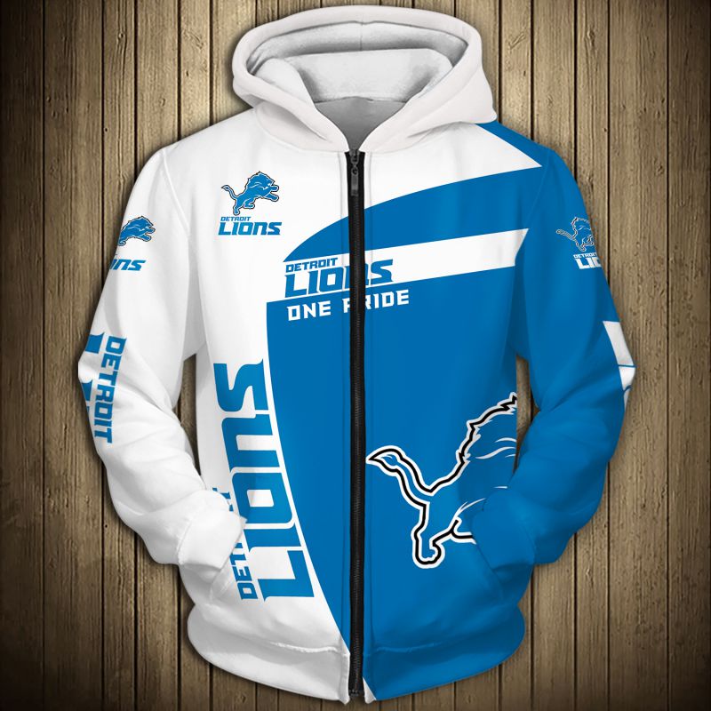 3D Nfl Printed Detroit Lions Zip Up Hoodie One Pride