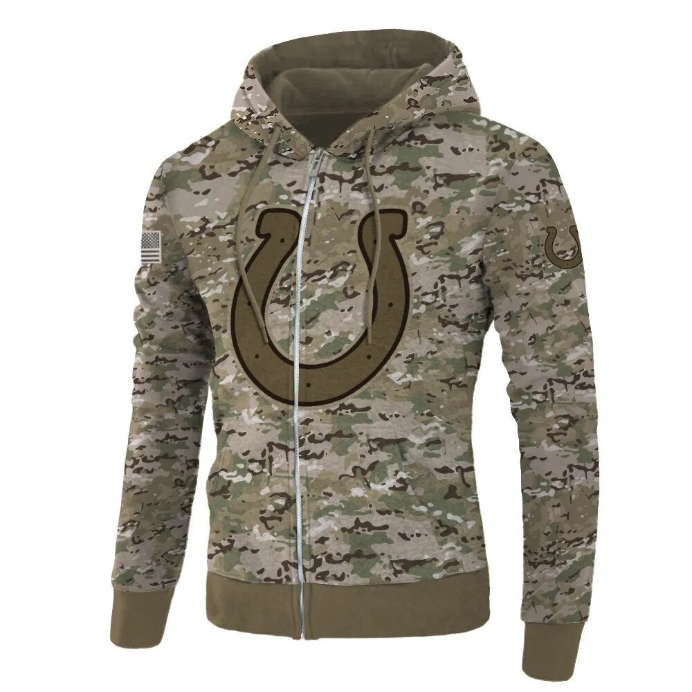 3D Nfl Printed Indianapolis Colts Camo Hoodie Printed