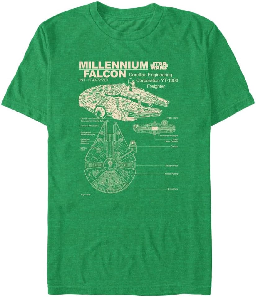 Star Wars Mens Millennium Falcon Detailed Drawing