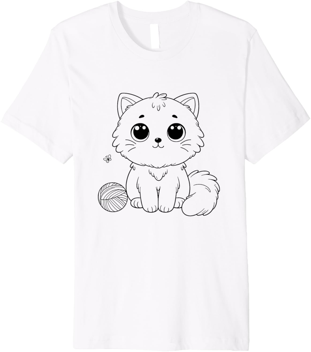 Cute Cartoon Kitten Big Eyes Adorable Ball Of Yarn Premium