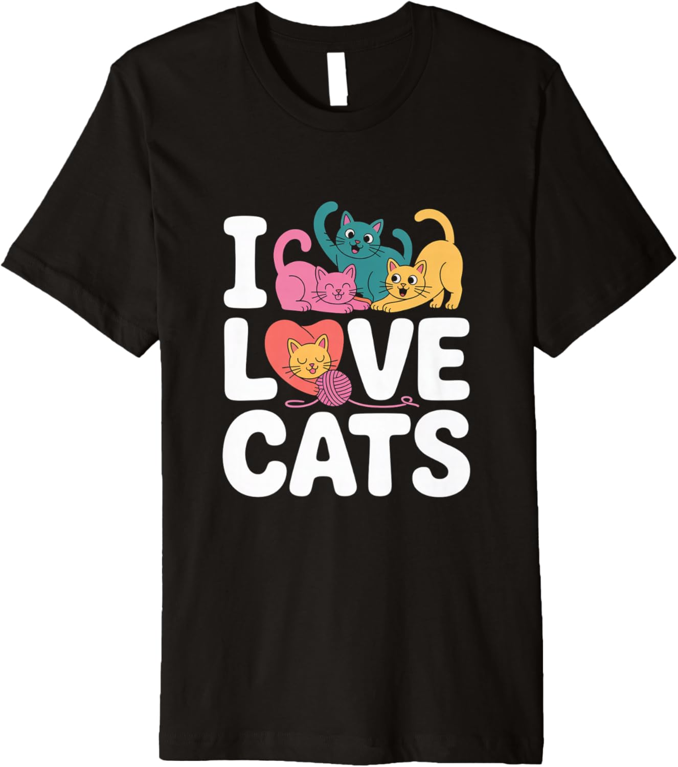 I Love Cats Colorful Cute Kitty Heart Yarn Premium