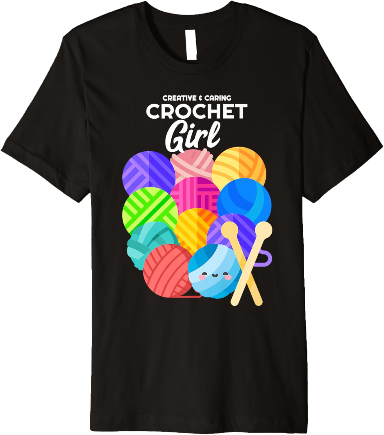 Crochet Girl Hobby Crocheter Knitter Balls of Yarn Premium