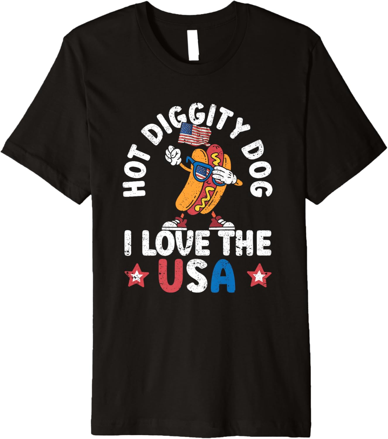 Hot Diggity Dog I Love The Usa American Flag Hot Dog Patriot Premium