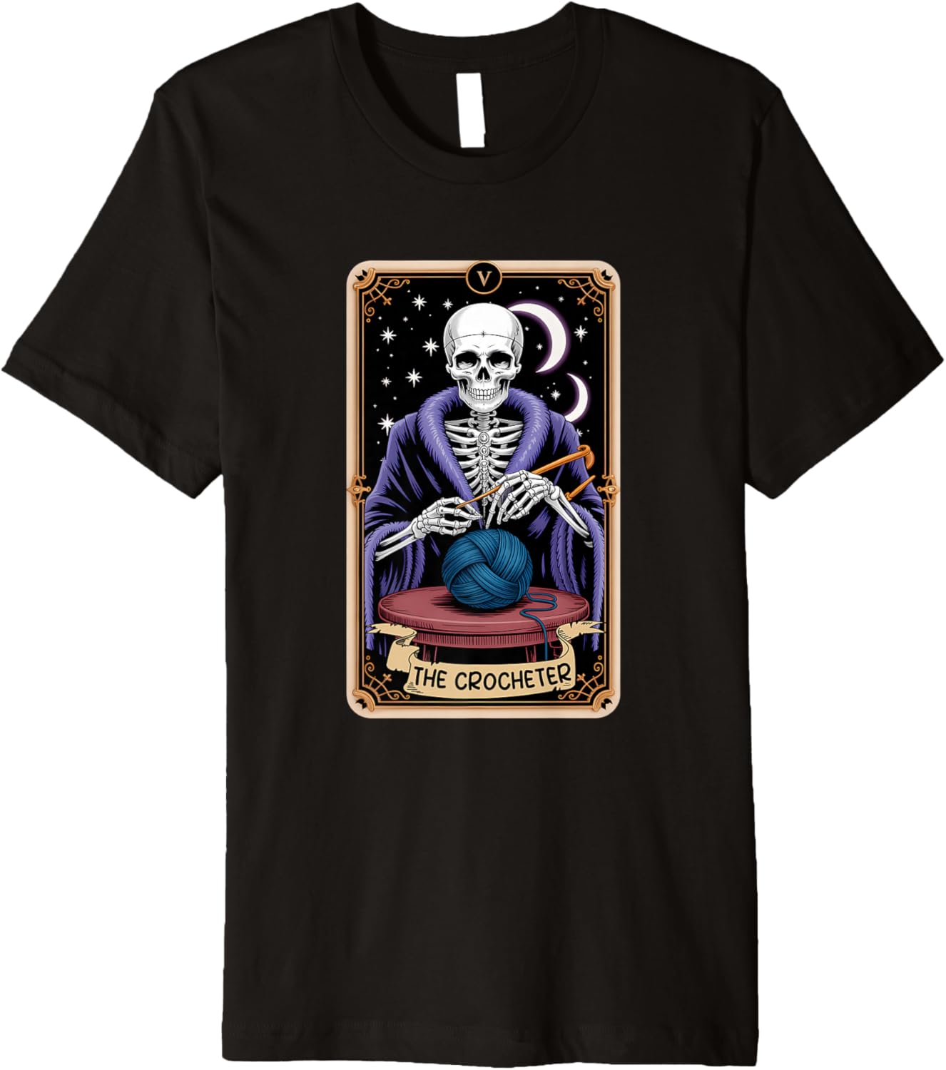 The Crocheter Tarot Card Funny Gothic Skeleton Yarn Lover Premium