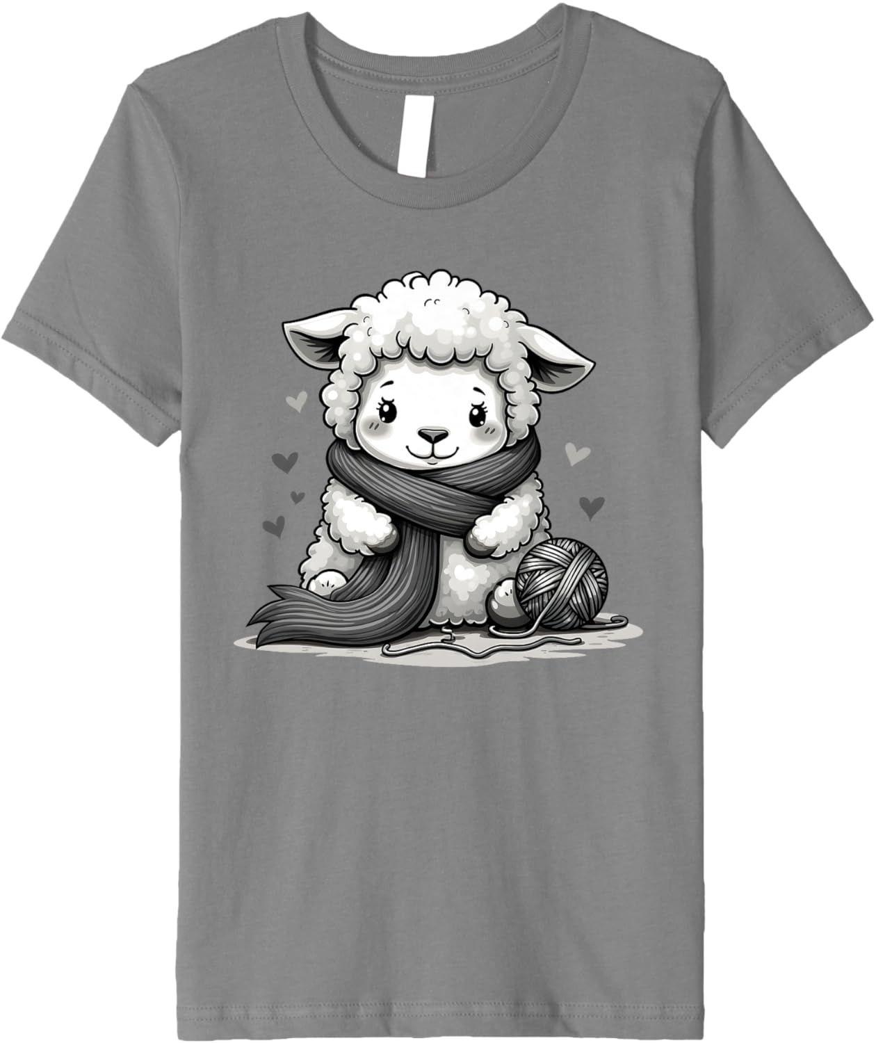 Kids Cute Sheep With Knitting Yarn And Wool Scarf Premium