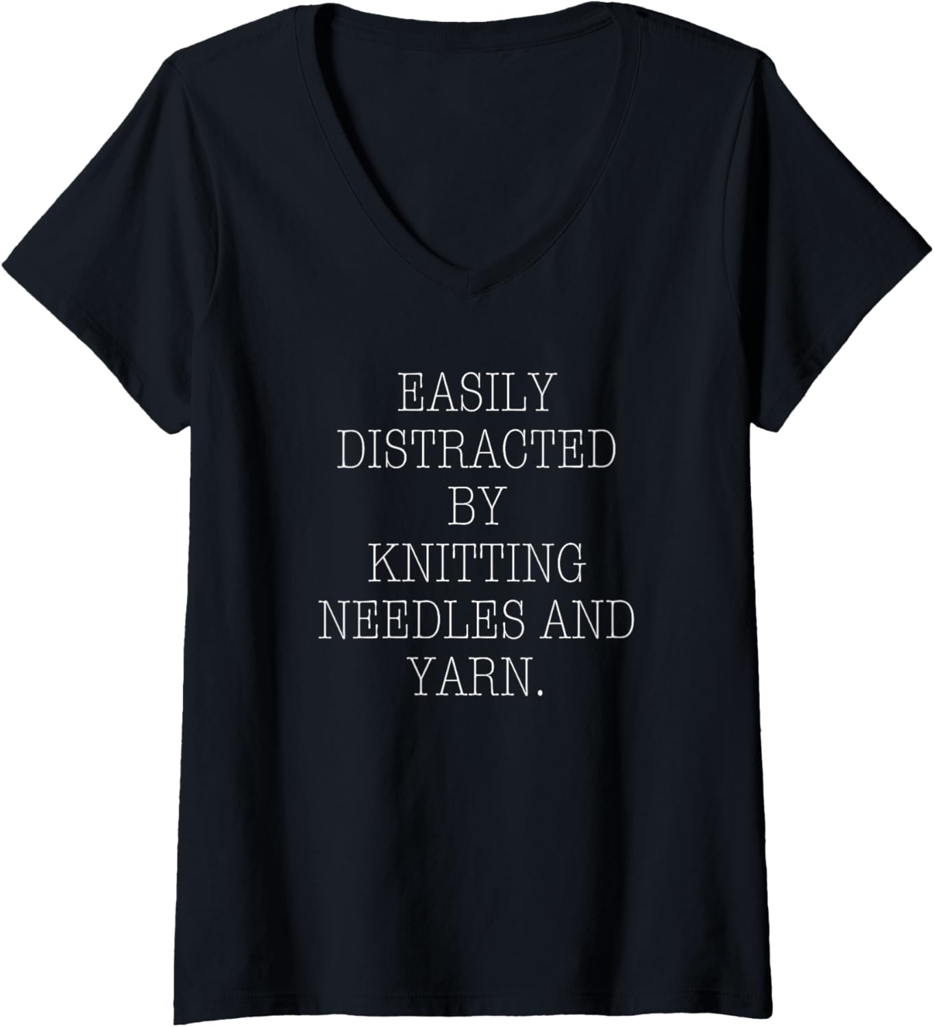 Womens Knitting Easily Distracted By Knitting Needles And Yarn V-Neck