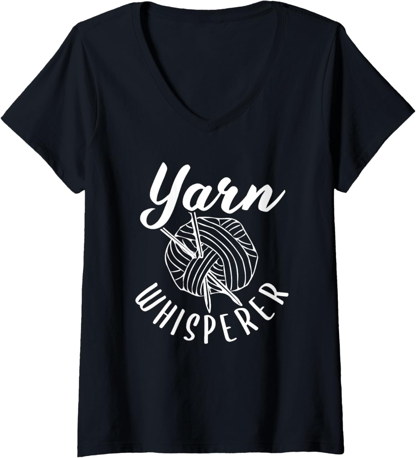 Womens Yarn Whisperer Knitting Design V-Neck