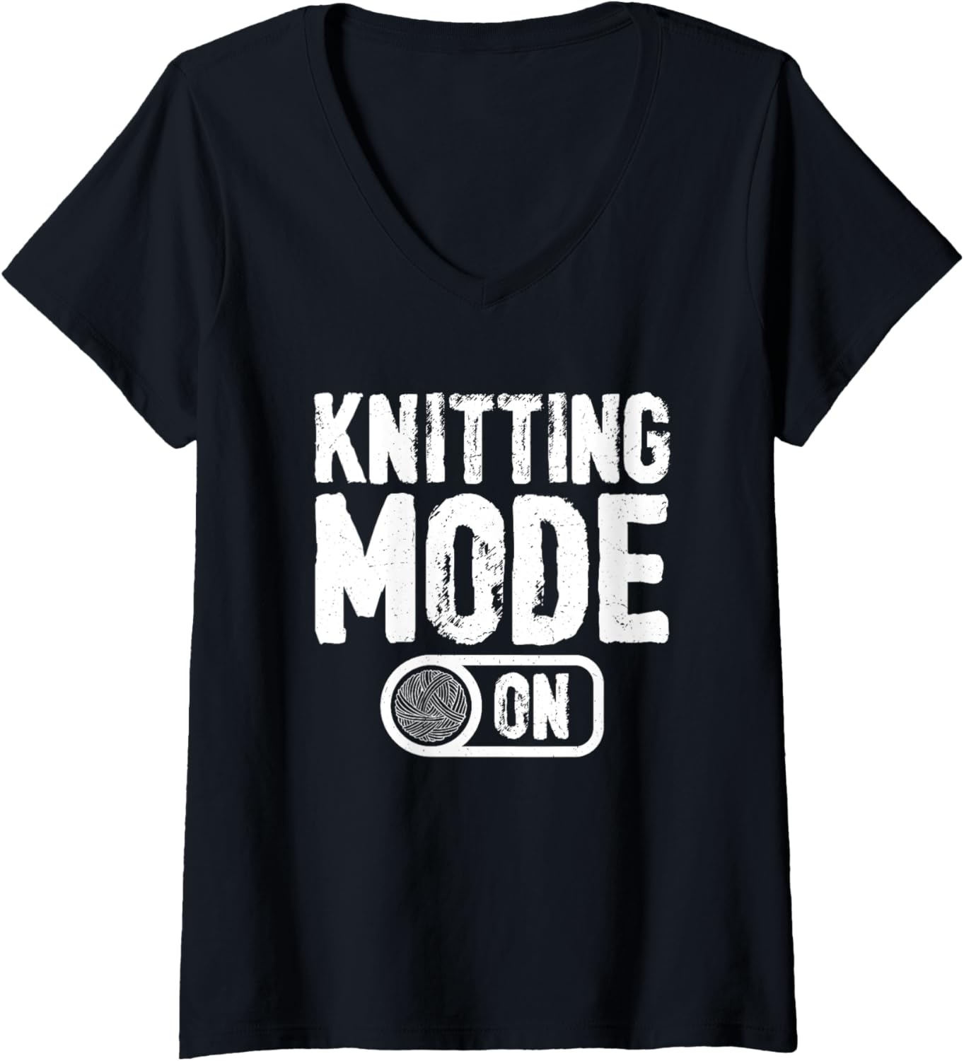 Womens Knitting Mode On Yarn Enthusiast V-Neck