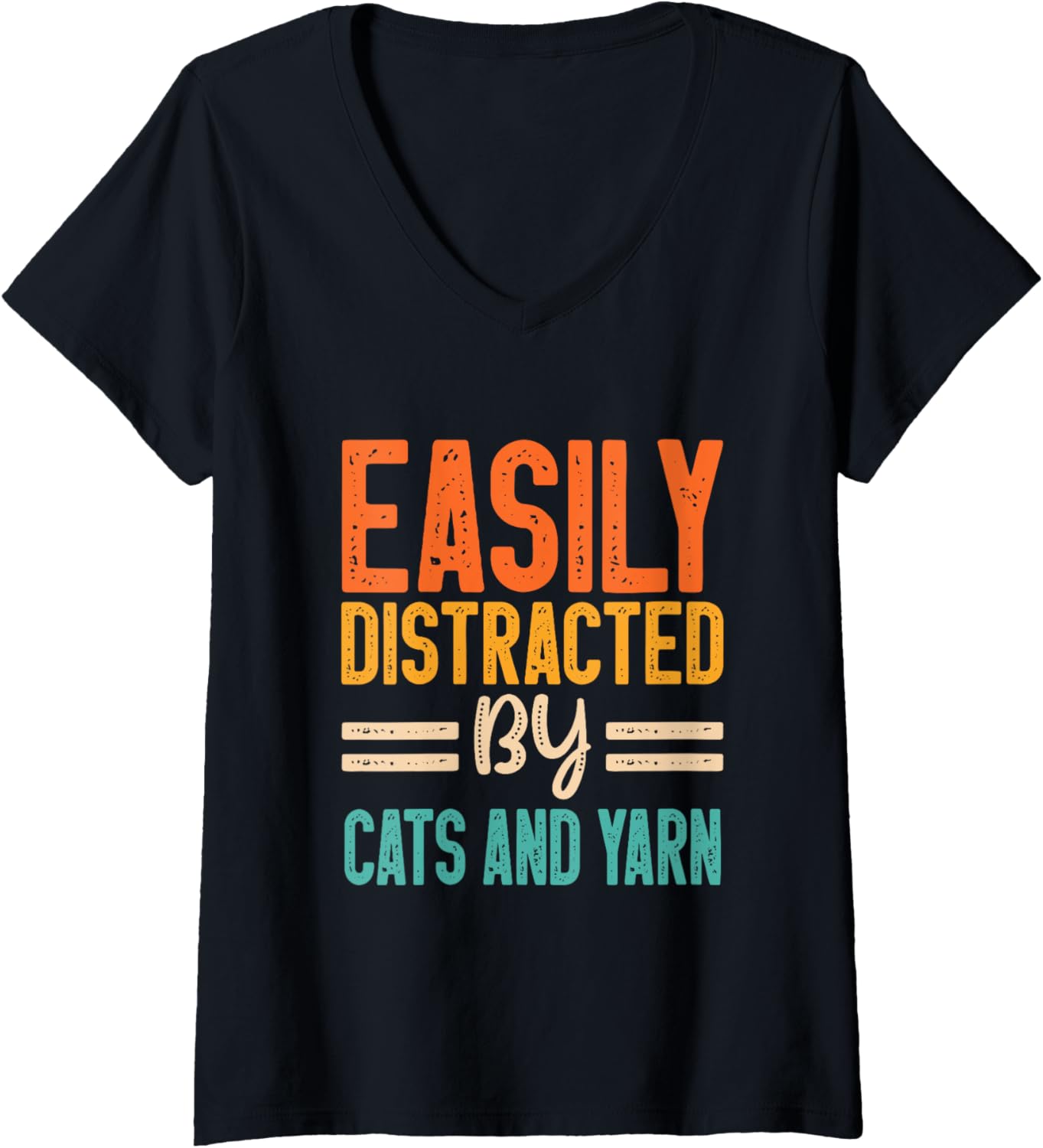 Easily Distracted By Cats and Yarn V-Neck
