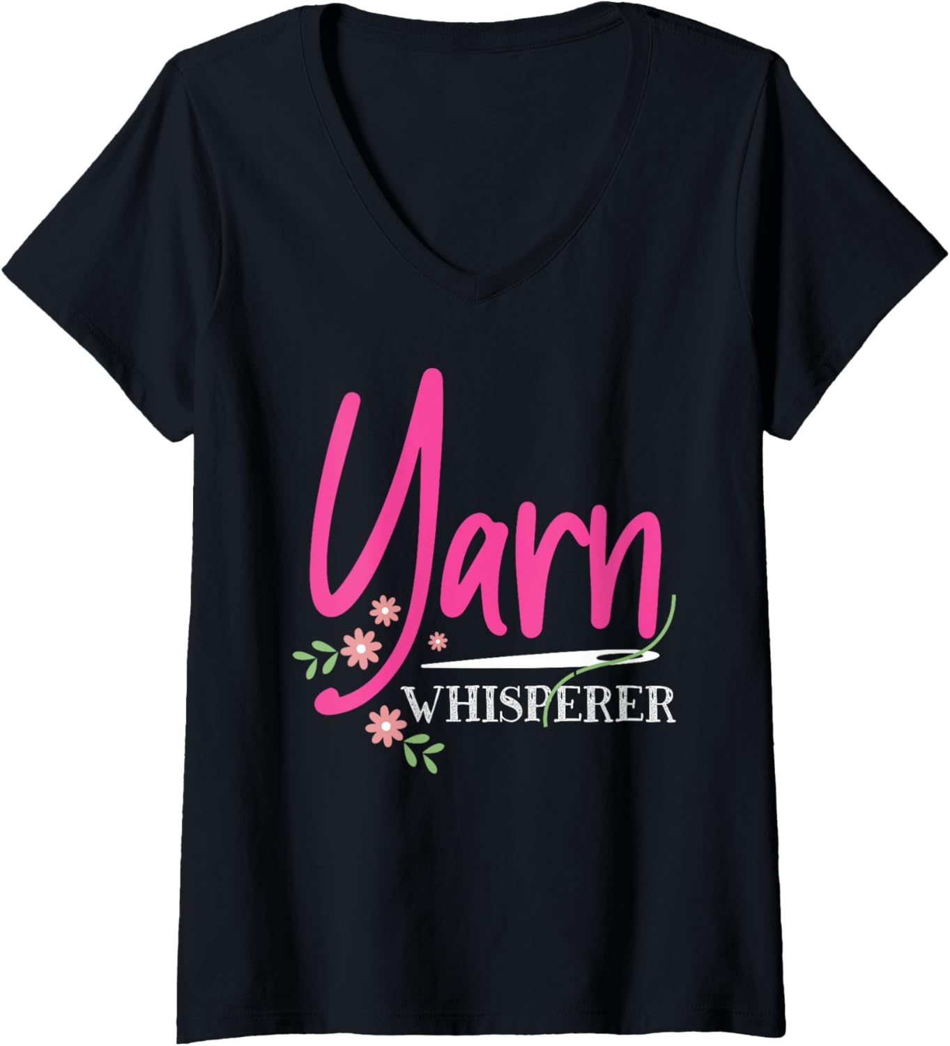 Womens Embroidery Design For Yarn Whisperer Lovers V-Neck