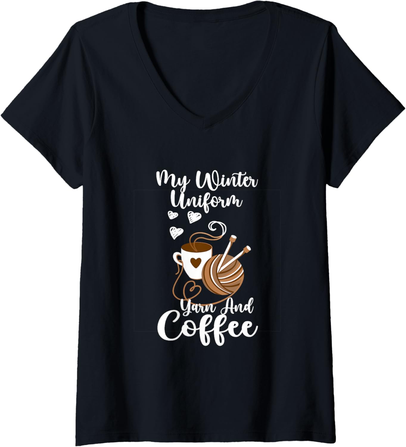 Womens My winter uniform Yarn and coffee V-Neck