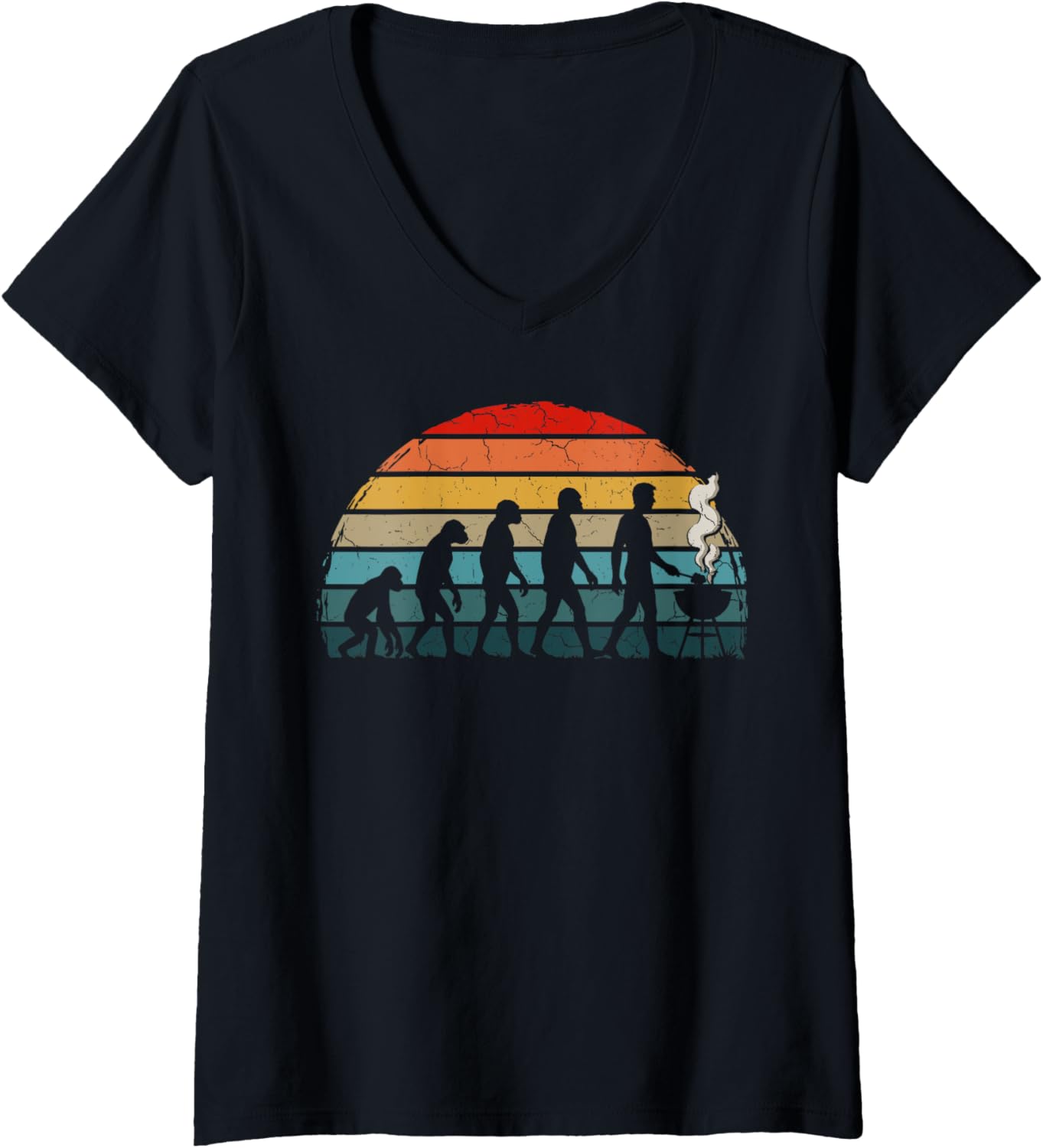Womens BBQ Evolution Barbecue Grilling BBQ Eater Maker Barbecue V-Neck