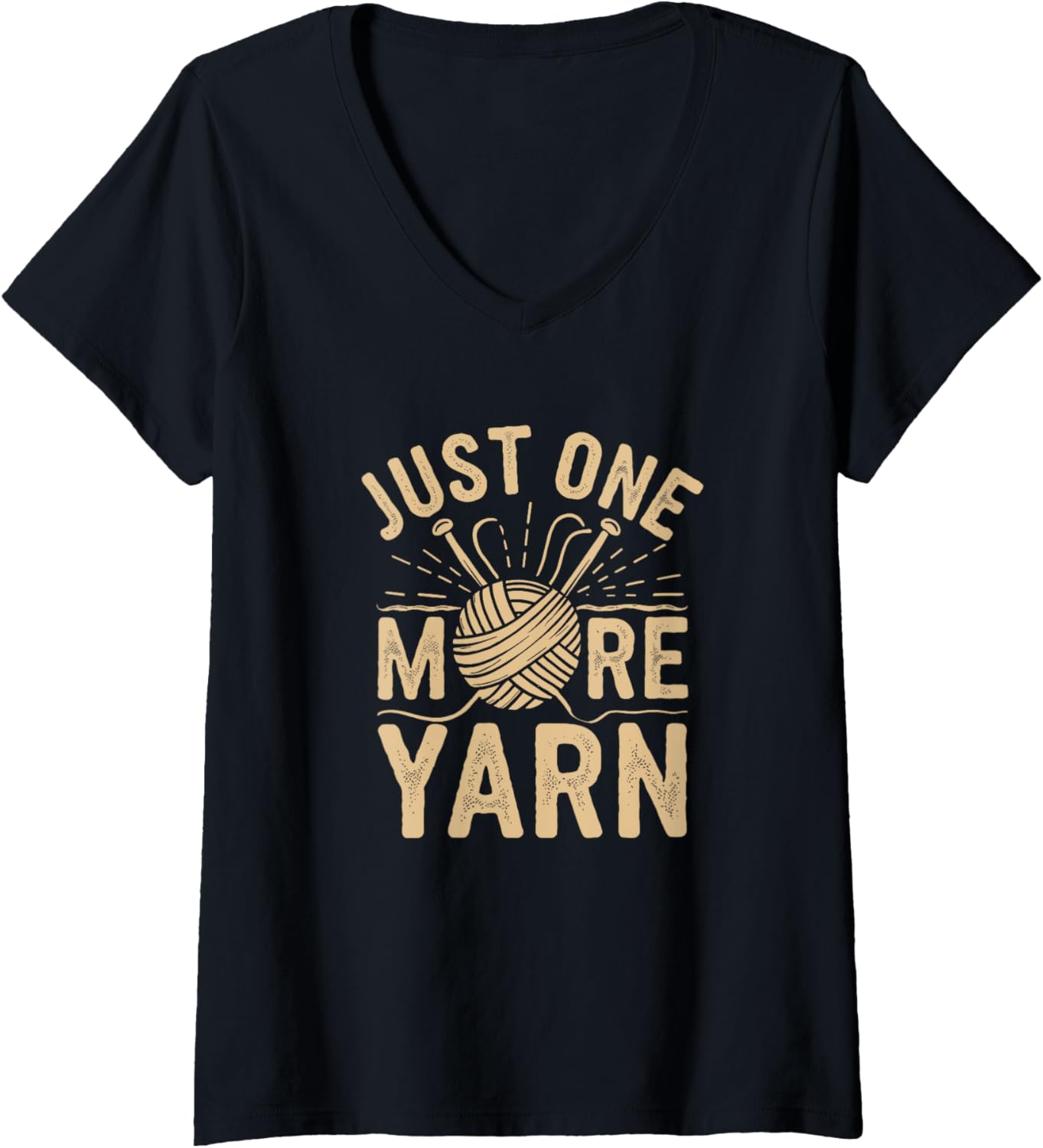 Womens Knitting Life Quote "Just One More Yarn" V-Neck