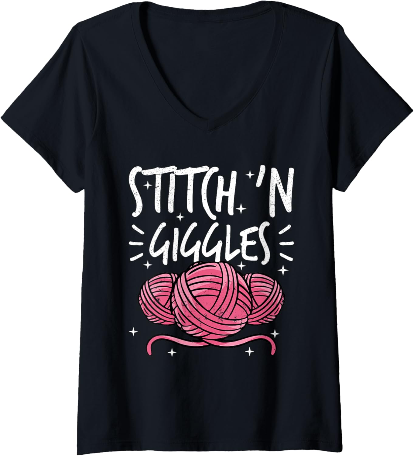 Womens Stitch 'n Giggles Knitter Yarn Women Knitting V-Neck