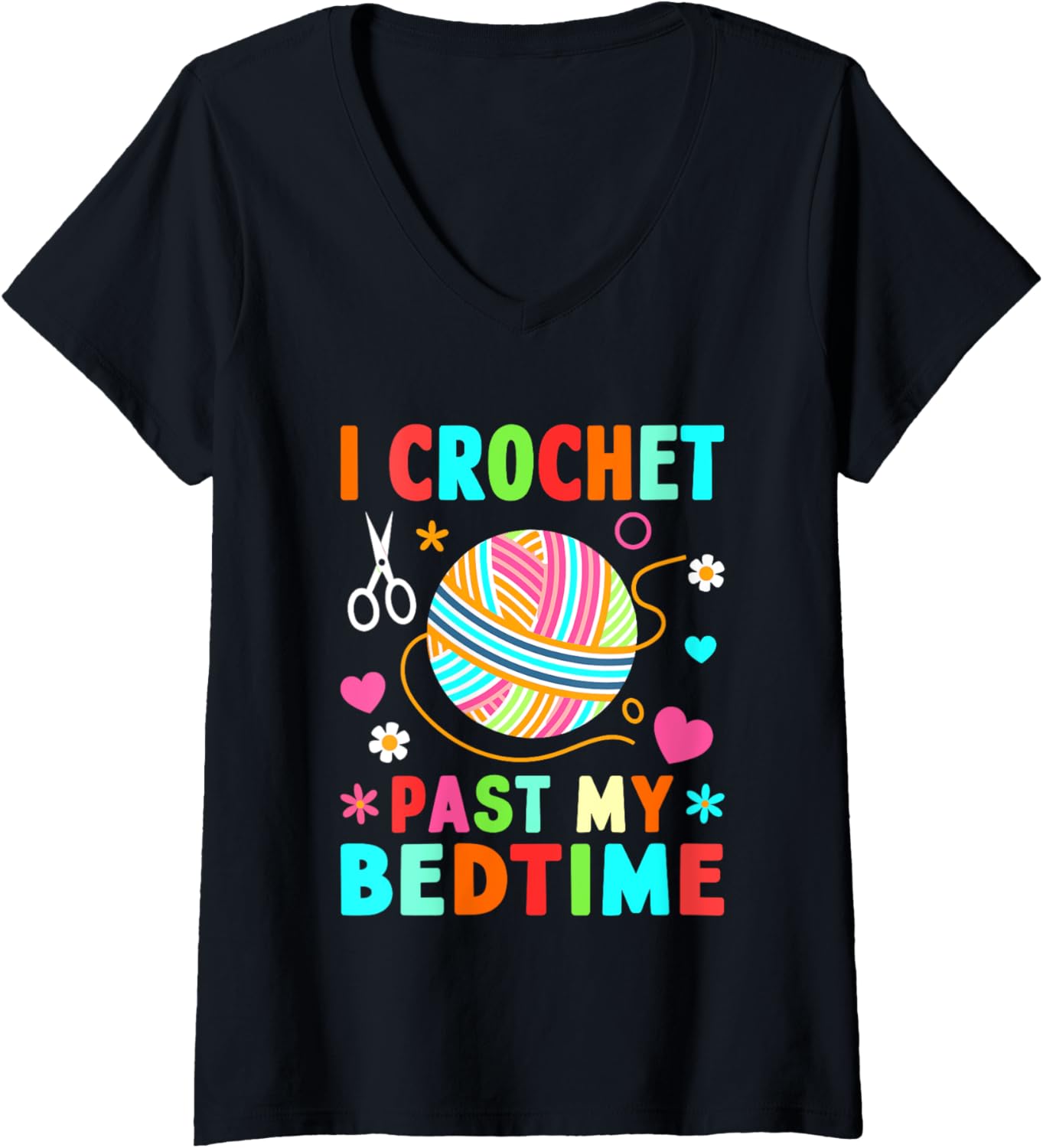 Womens I Crochet Past My Bedtime Yarn Craft V-Neck