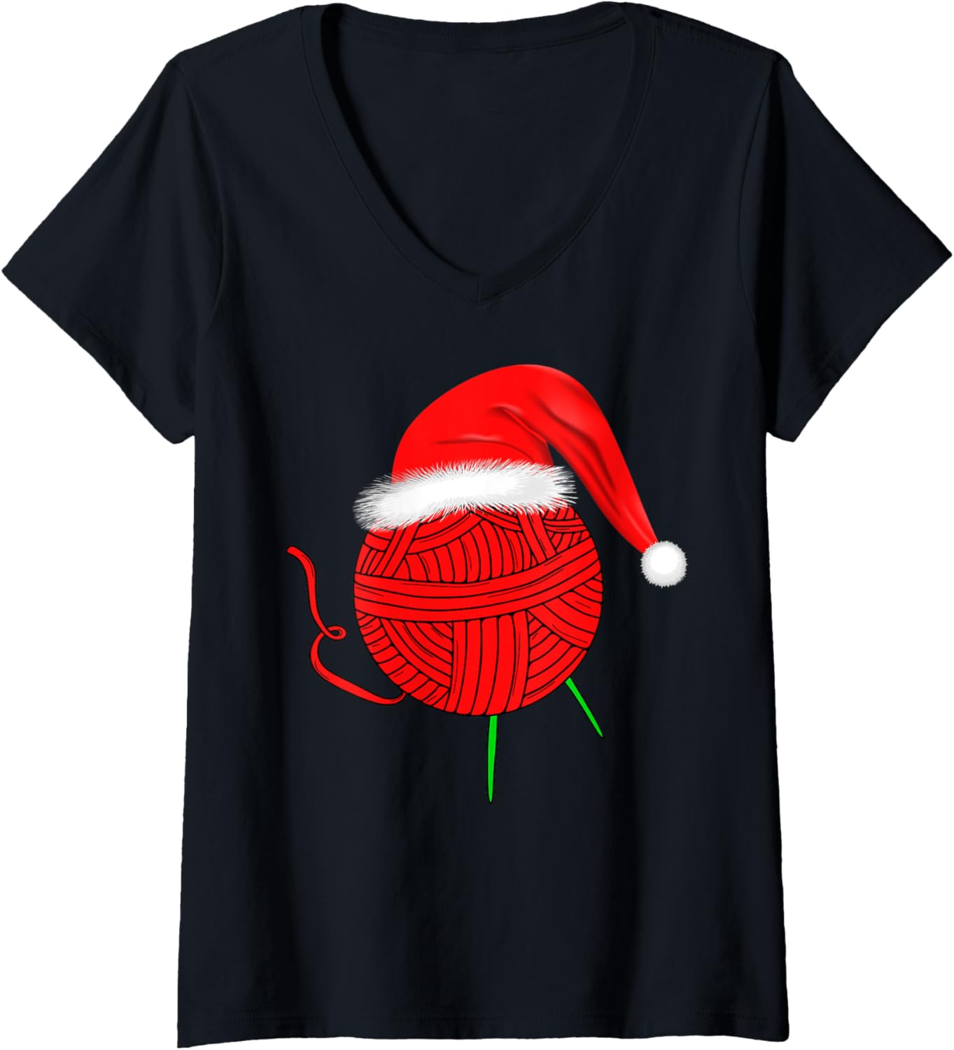 Womens Crocheting Yarn Santa Hat Crochet Knitting Yarn Christmas V-Neck