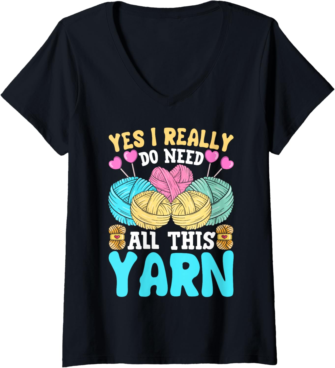 Womens Women Knitting Knitters Yarn Enthusiast Funny Knit Lover V-Neck