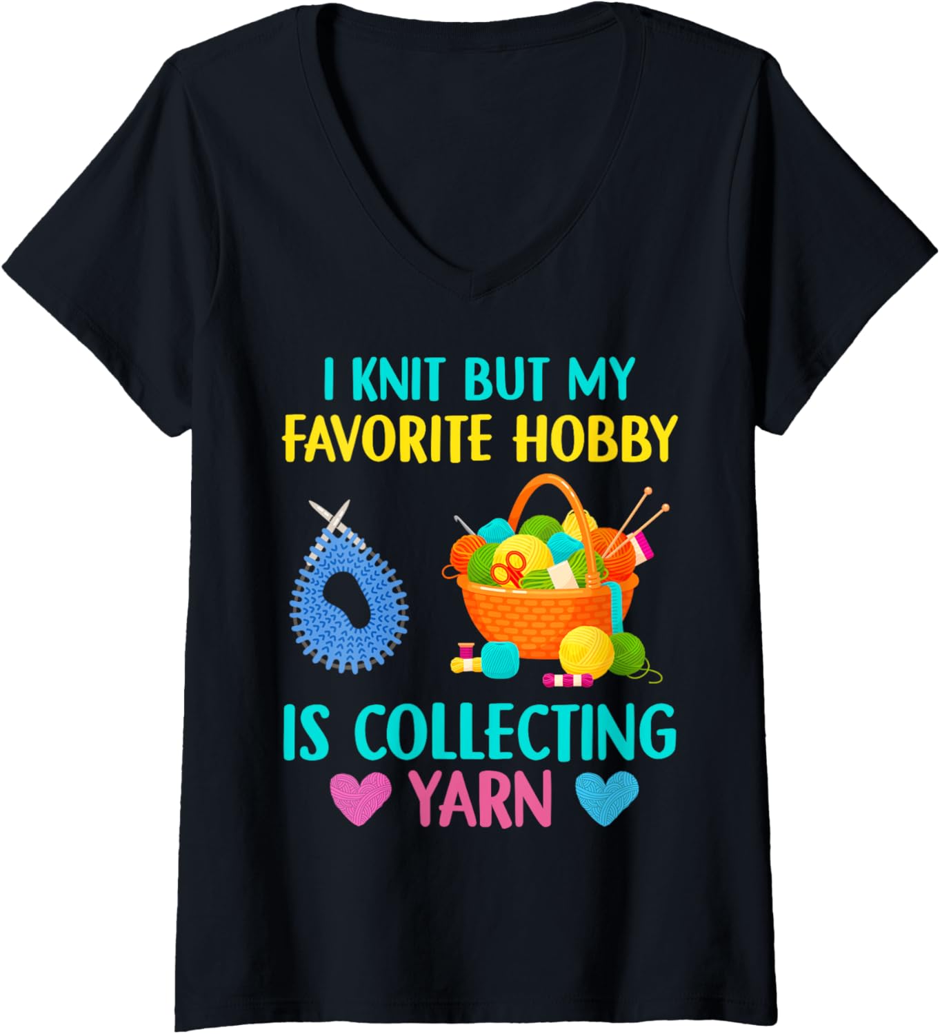 Womens Funny Crochet Yarn Lover Favorite Hobby Is Collecting Yarn V-Neck