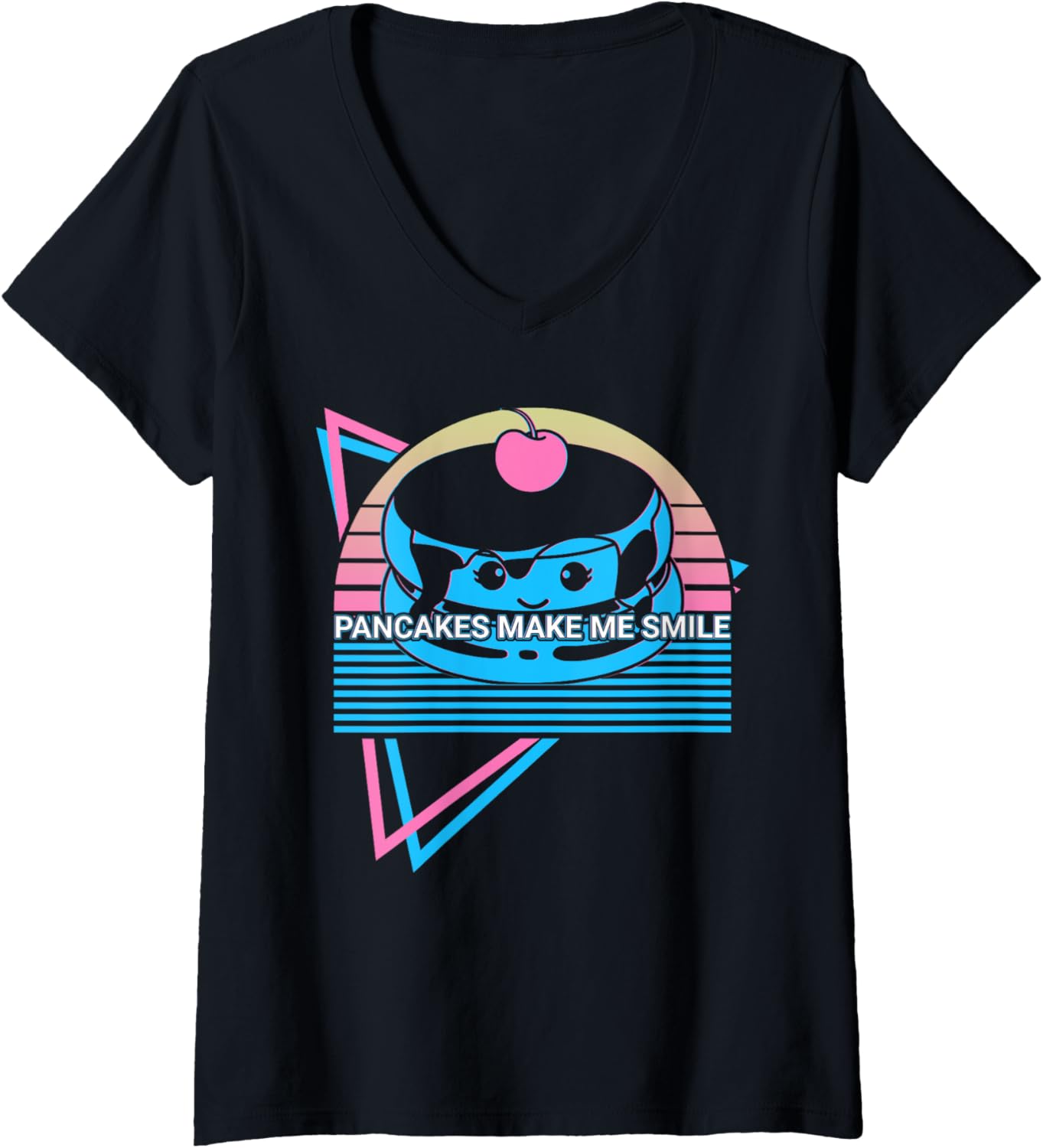 Womens Pancake Make Me Smile Pancake Maker V-Neck