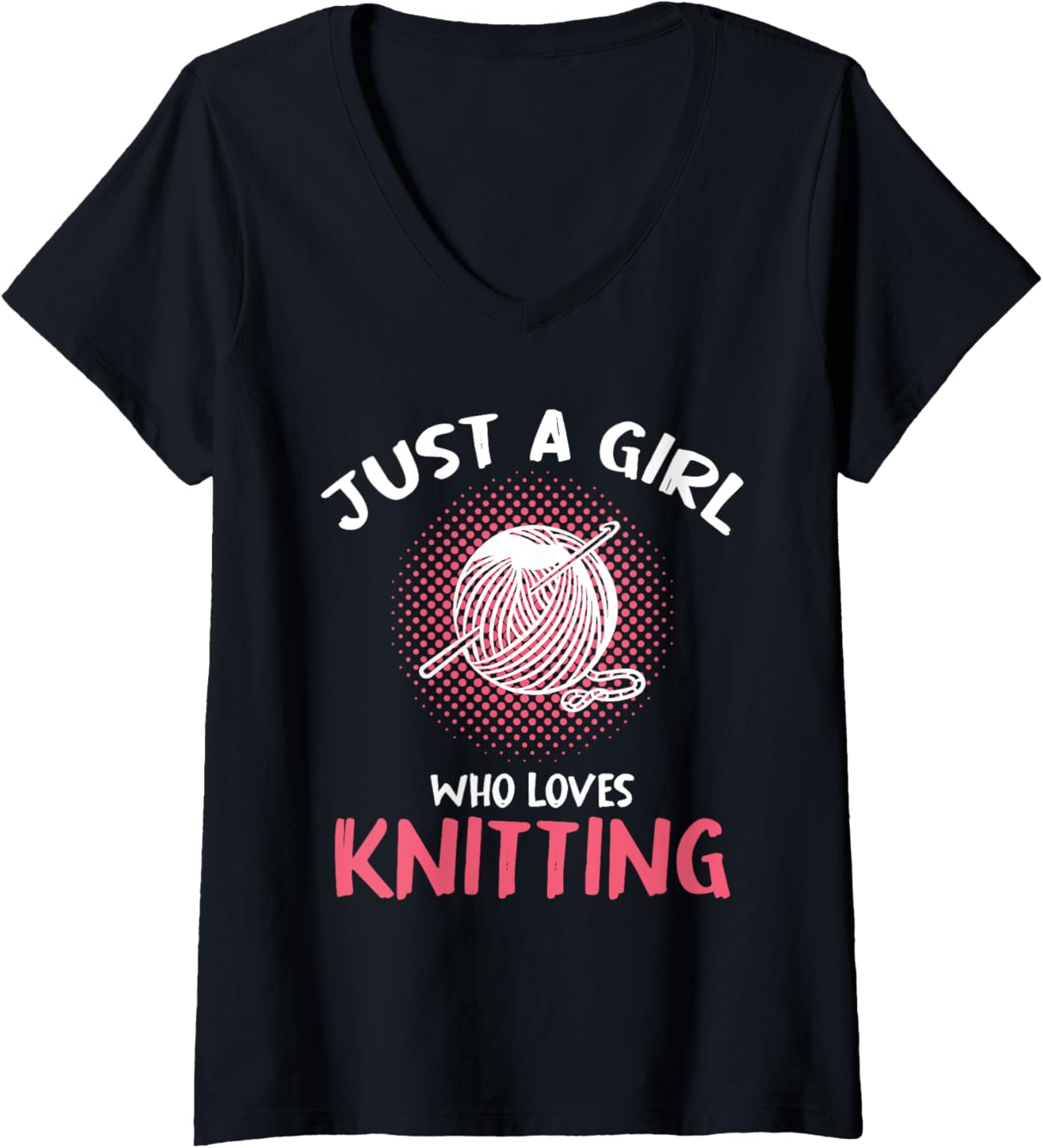 Womens Just A Girl Who Loves Knitting Yarn V-Neck