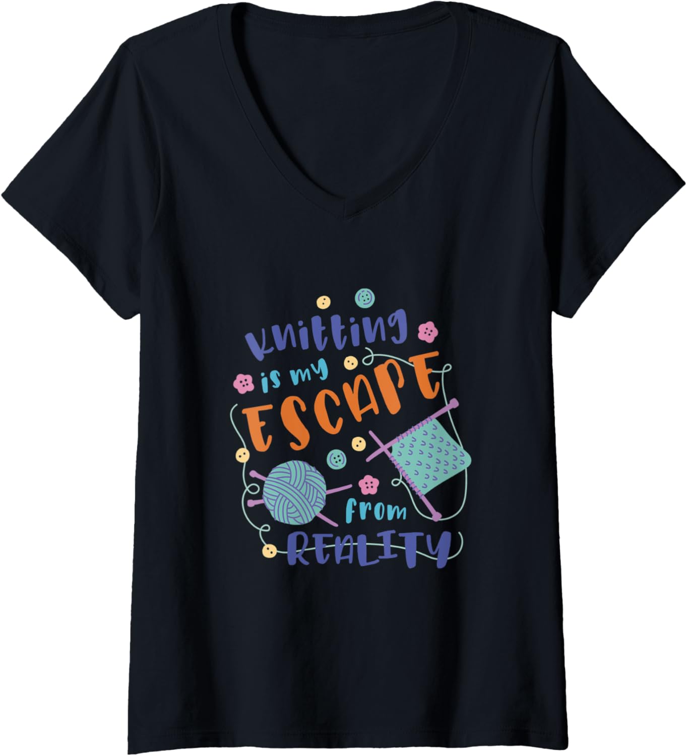 Womens Yarn and Needle Novelty Counting Tshirts and More V-Neck