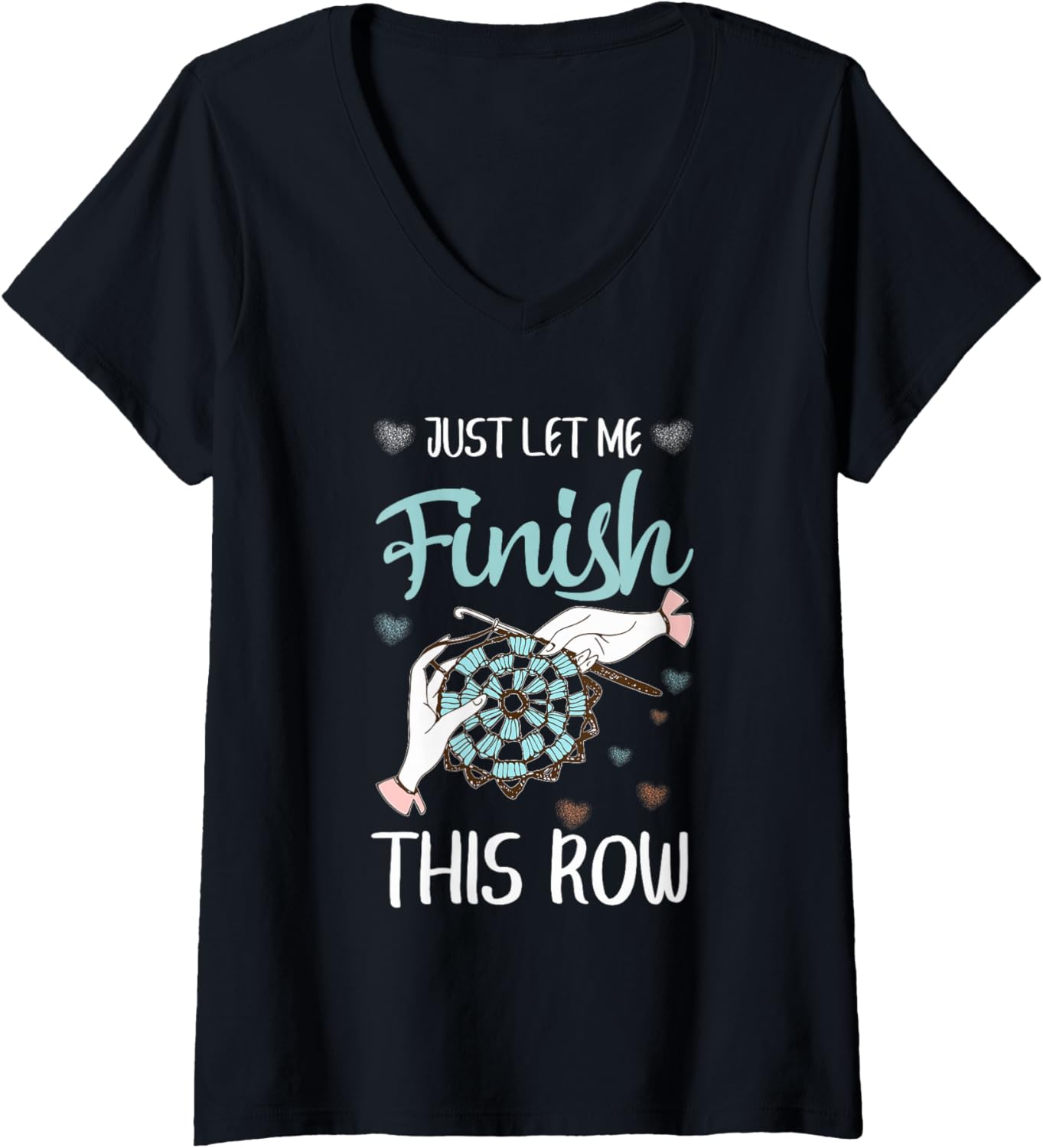 Womens Funny Crochet Knitting Yarn Lovers V-Neck