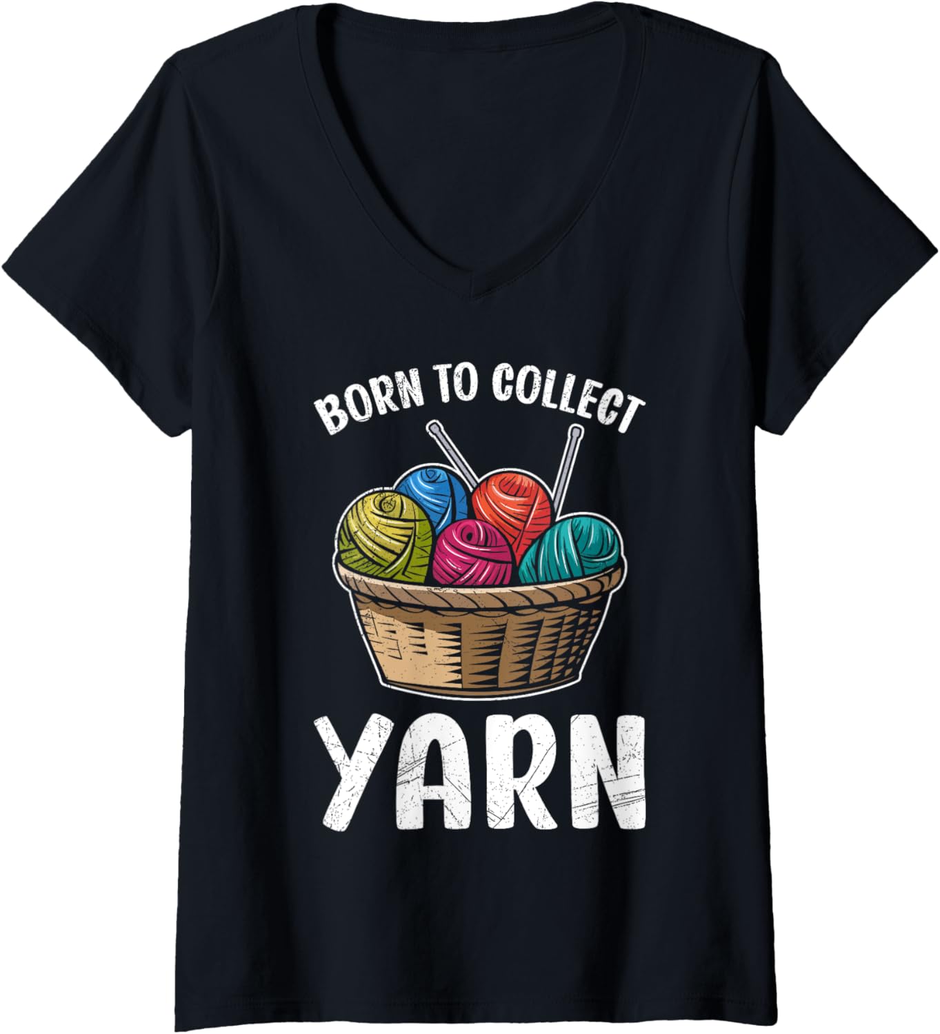 Womens Wool Collect BORN TO COLLECT YARN Funny Collector V-Neck