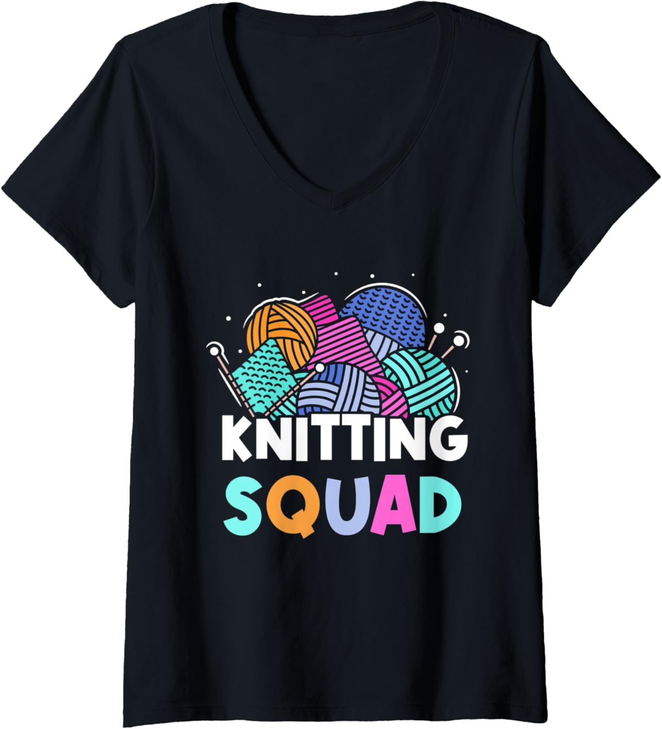 Womens Knitting Squad Knit Hobby Knitter Yarn V-Neck