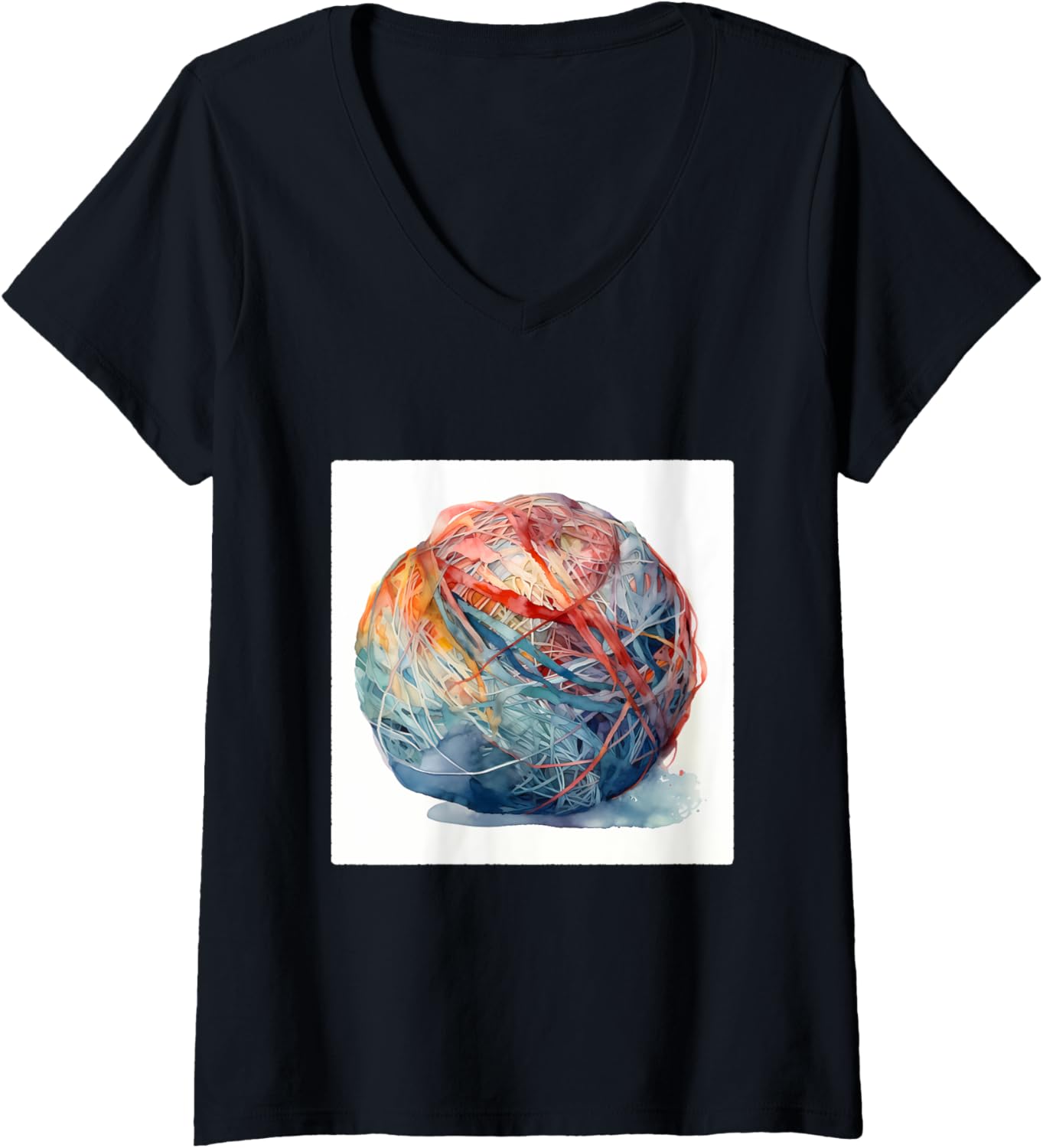 Womens A Ball Of Yarn Unraveling. String, Unwinding V-Neck