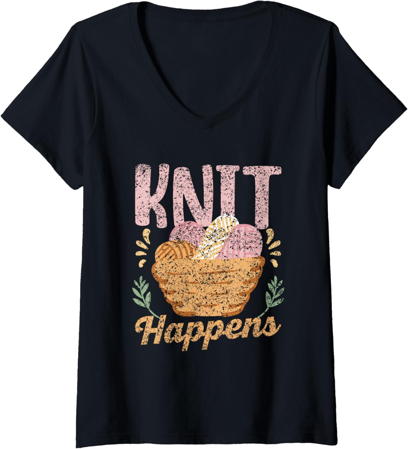 Knit Happens Knitter Yarn Hobby Knitting V-Neck