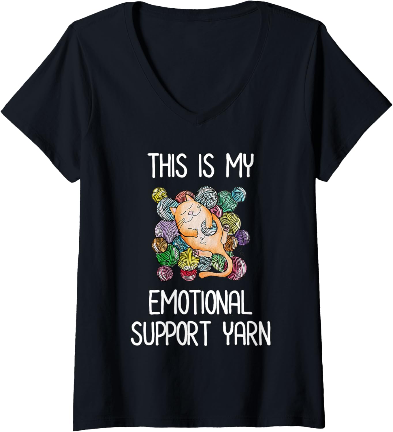 Womens This is My Emotional Support Yarn V-Neck