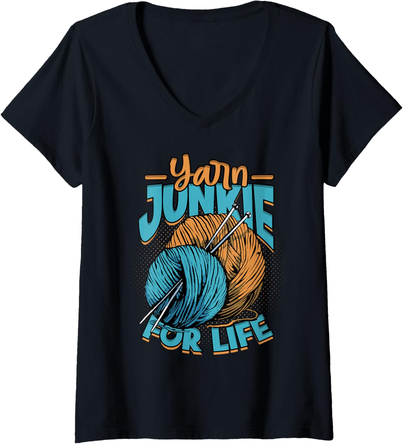 Womens Knitting Yarn Knitter Needles Yarn junkie for life V-Neck