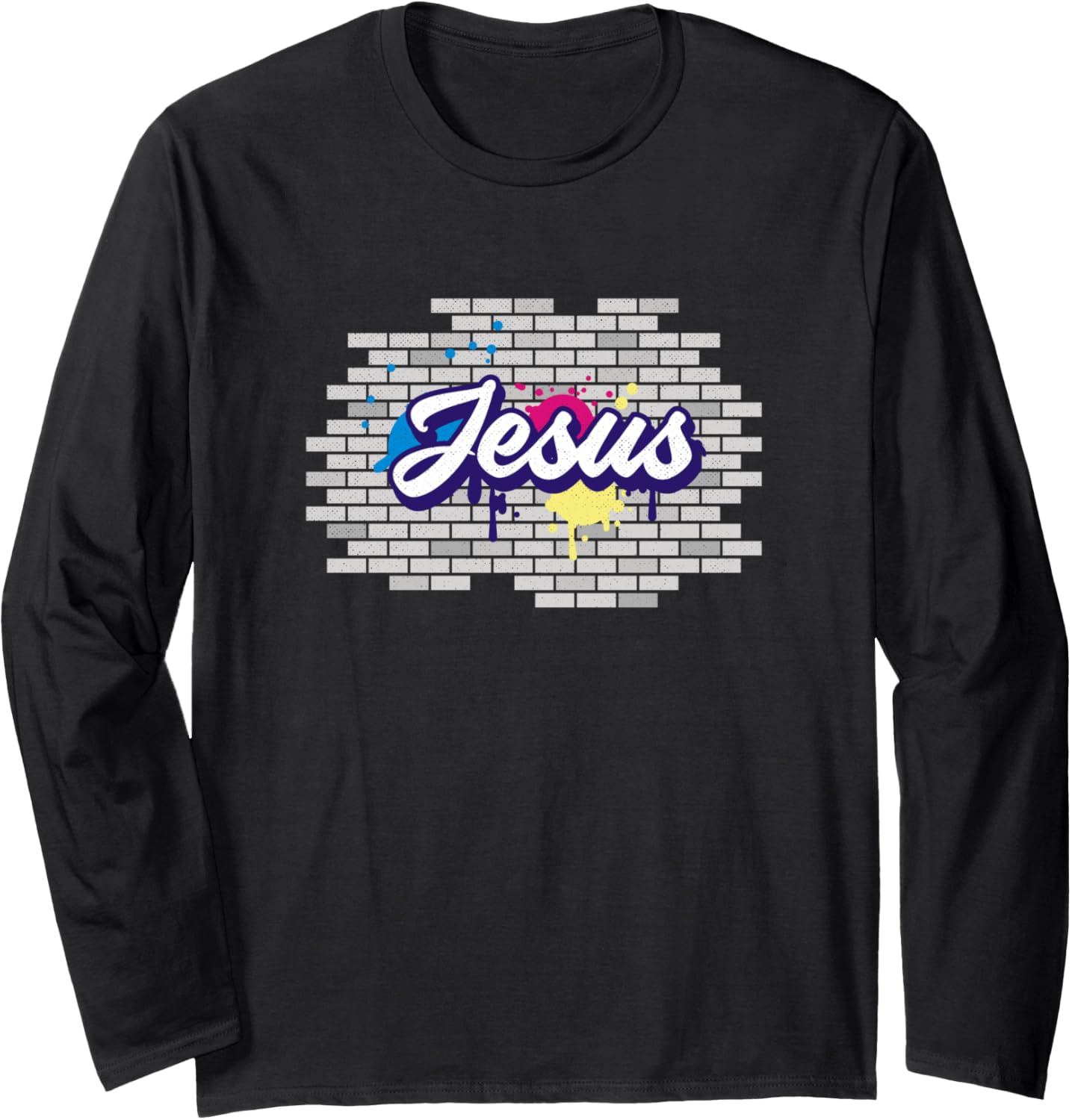 Jesus Christ Brick Wall Art Religious Christian Long Sleeve