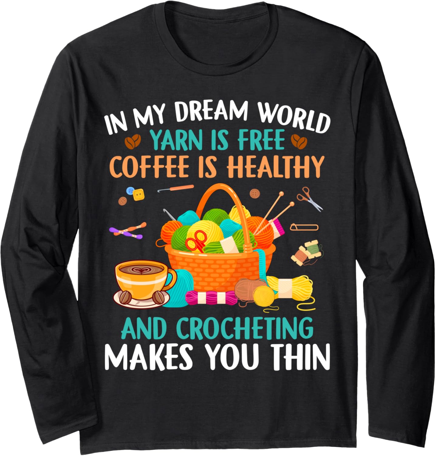 Funny Crochet Yarn Coffee Collecting knit Yarn Ball knitting Long Sleeve