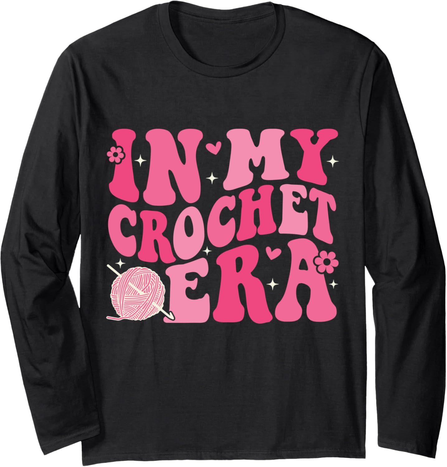 In My Crochet Era Groovy Grandma Mom Funny Crocheting Yarn Long Sleeve