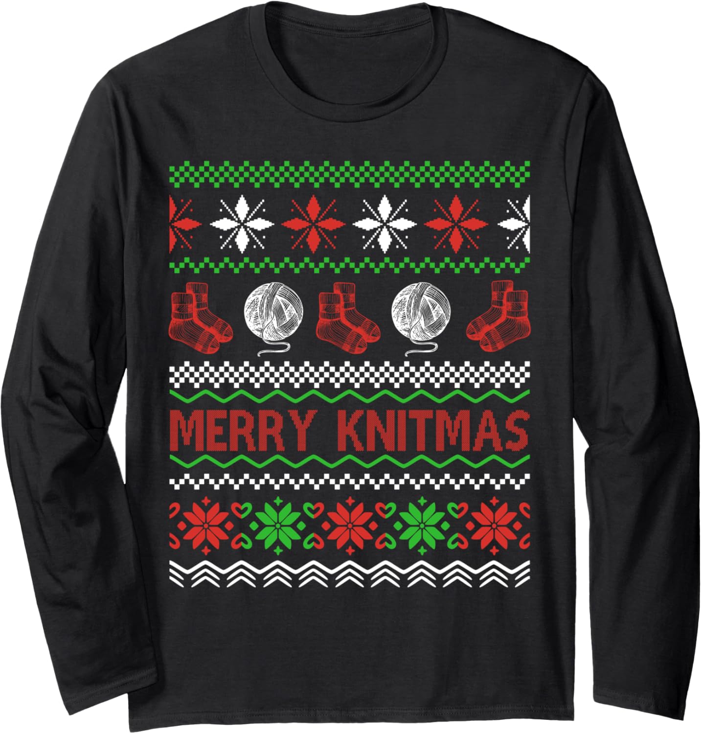 Merry Knitmas Xmas Ugly Sweater Knitting Yarn Christmas Long Sleeve