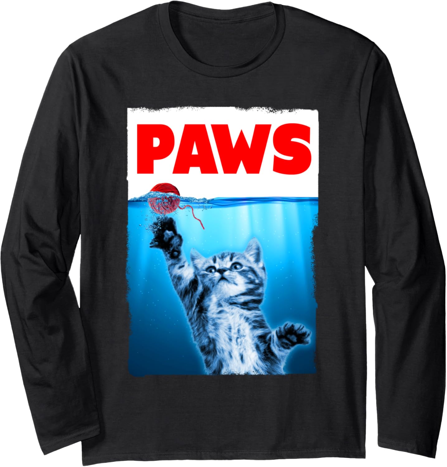 Paws Cat Parody Chasing String Ball Long Sleeve