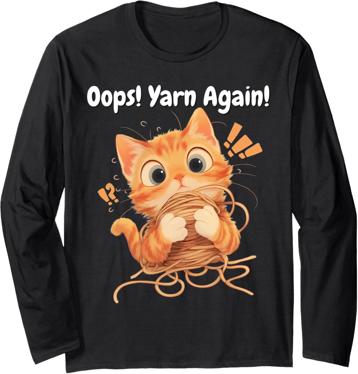 Oops! Yarn Again! cute kitten tangled in yarn Long Sleeve