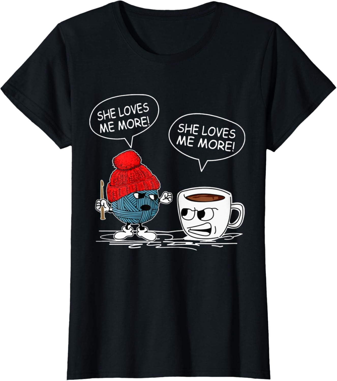 Womens Crochet Coffee Argue Funny Yarn Craft Knitting Parody Gift