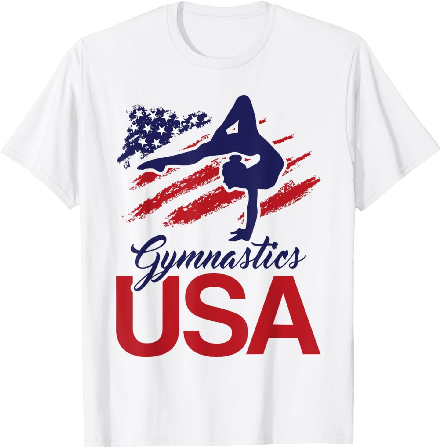 Girl Tumbling Gymnast Gymnastics Usa American Flag