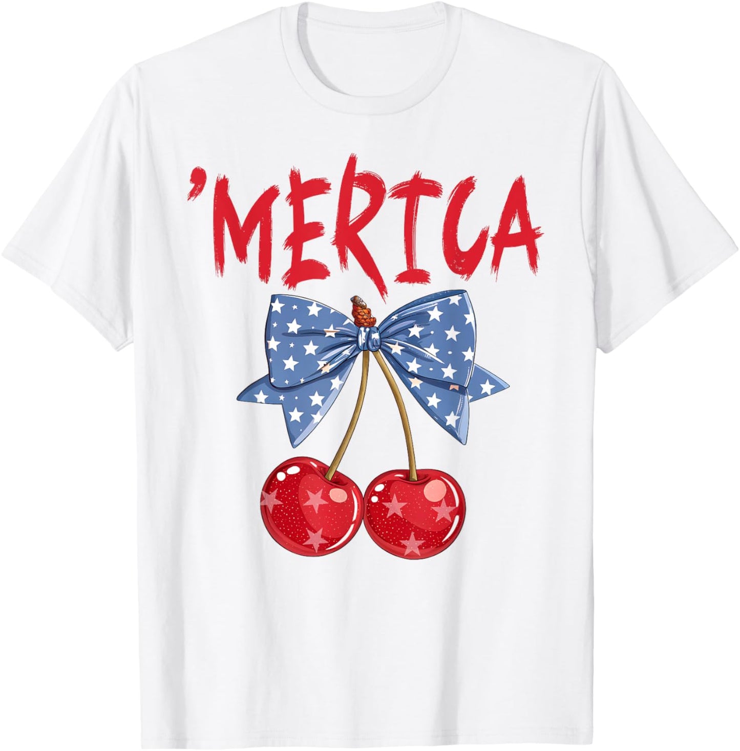 Merica Coquette Bow Cherries 4Th Of July Usa Flag Patriotic