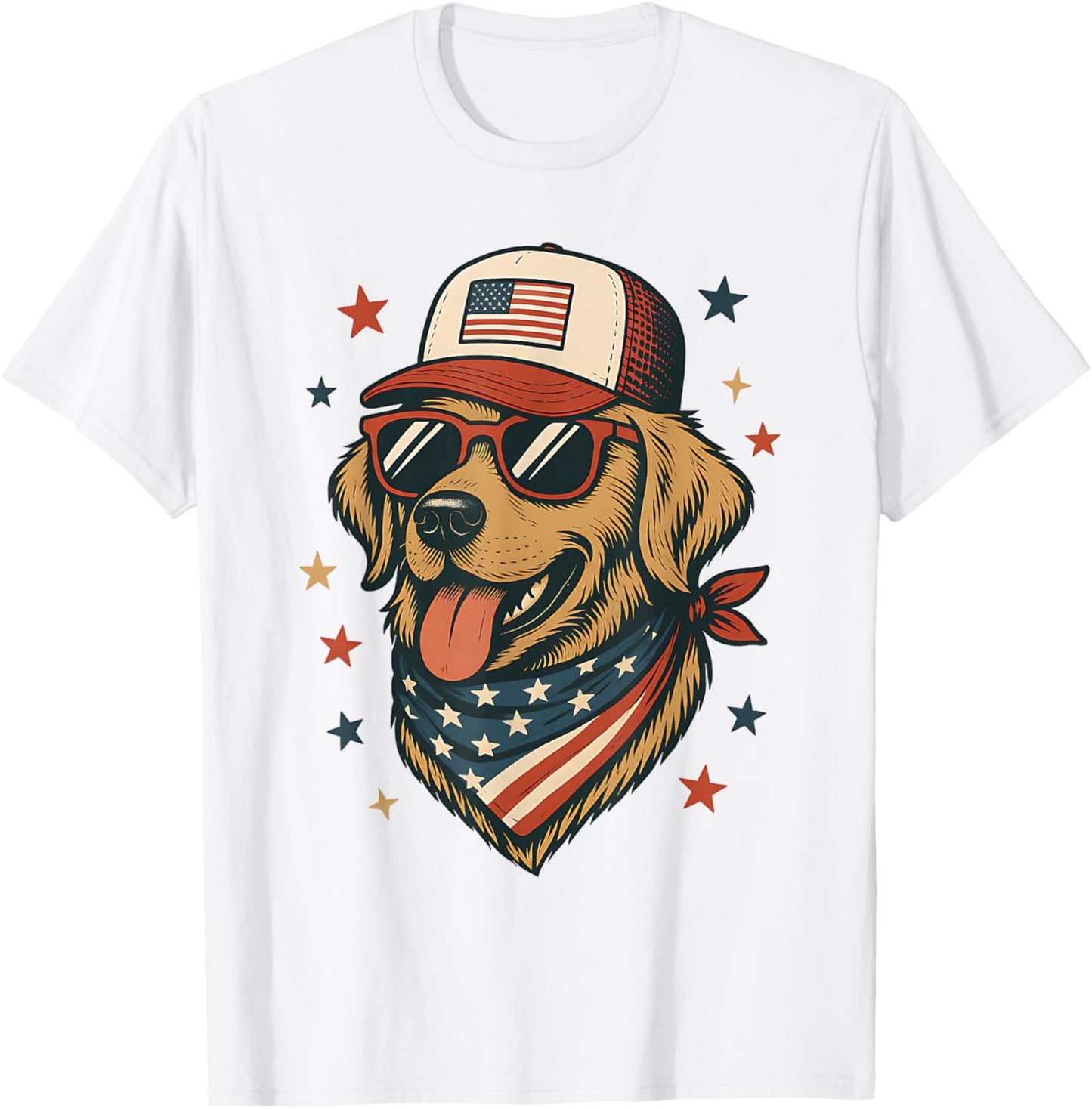 Golden Retriever Patriotic 4Th Of July Vintage American Flag