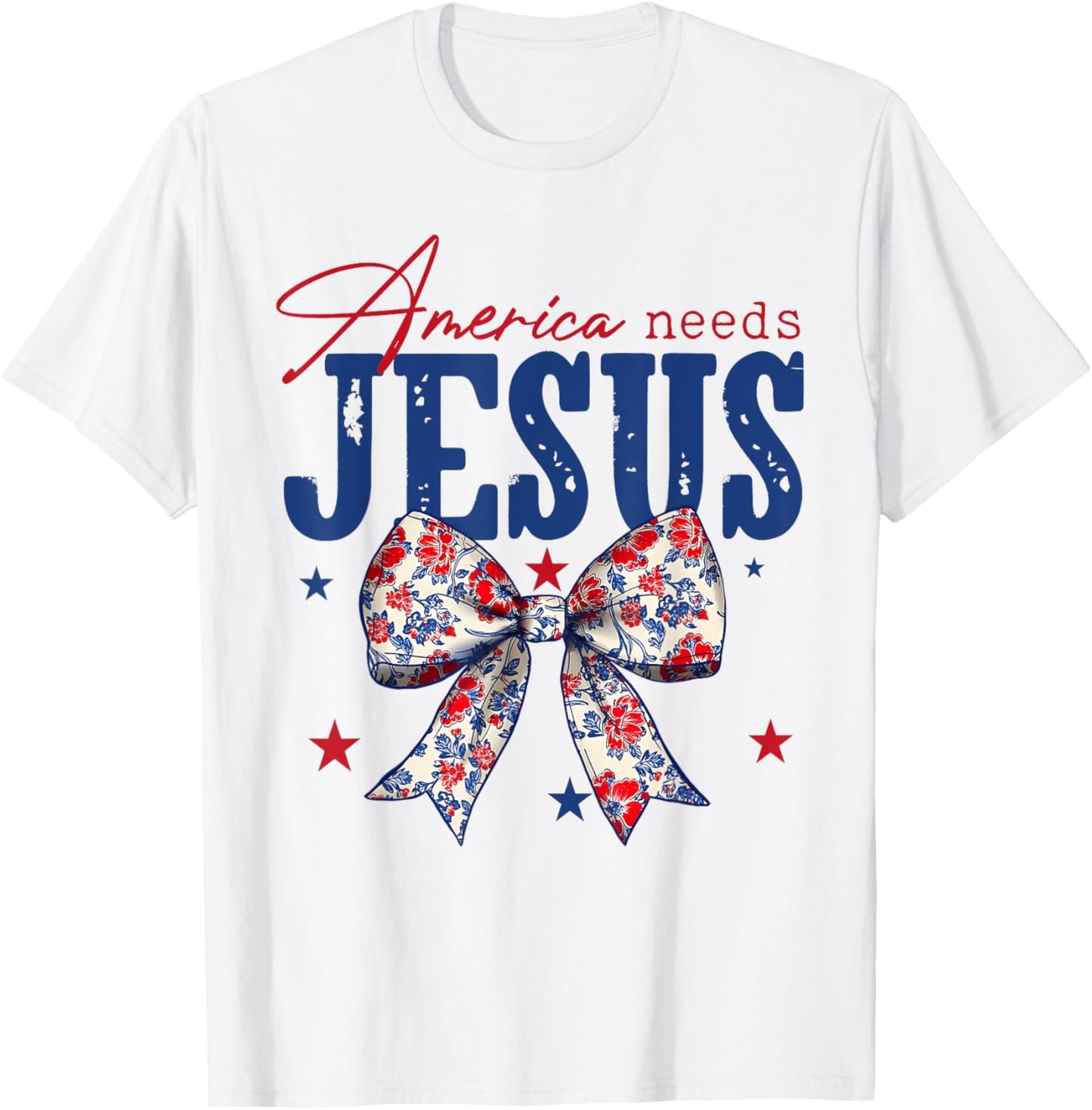 America Needs Jesus Coquette Bow Patriotic American Flag