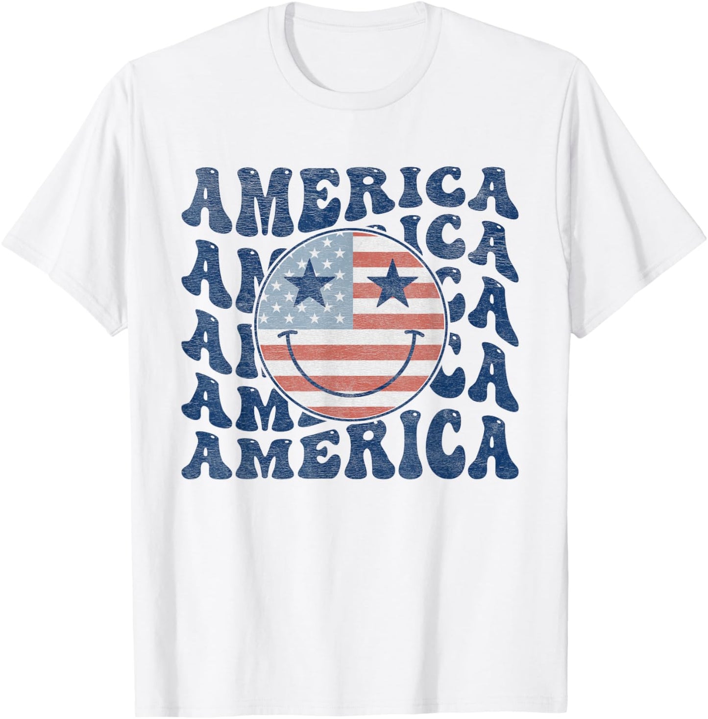 Retro Groovy America Usa Smile Face Patriotic 4Th Of July