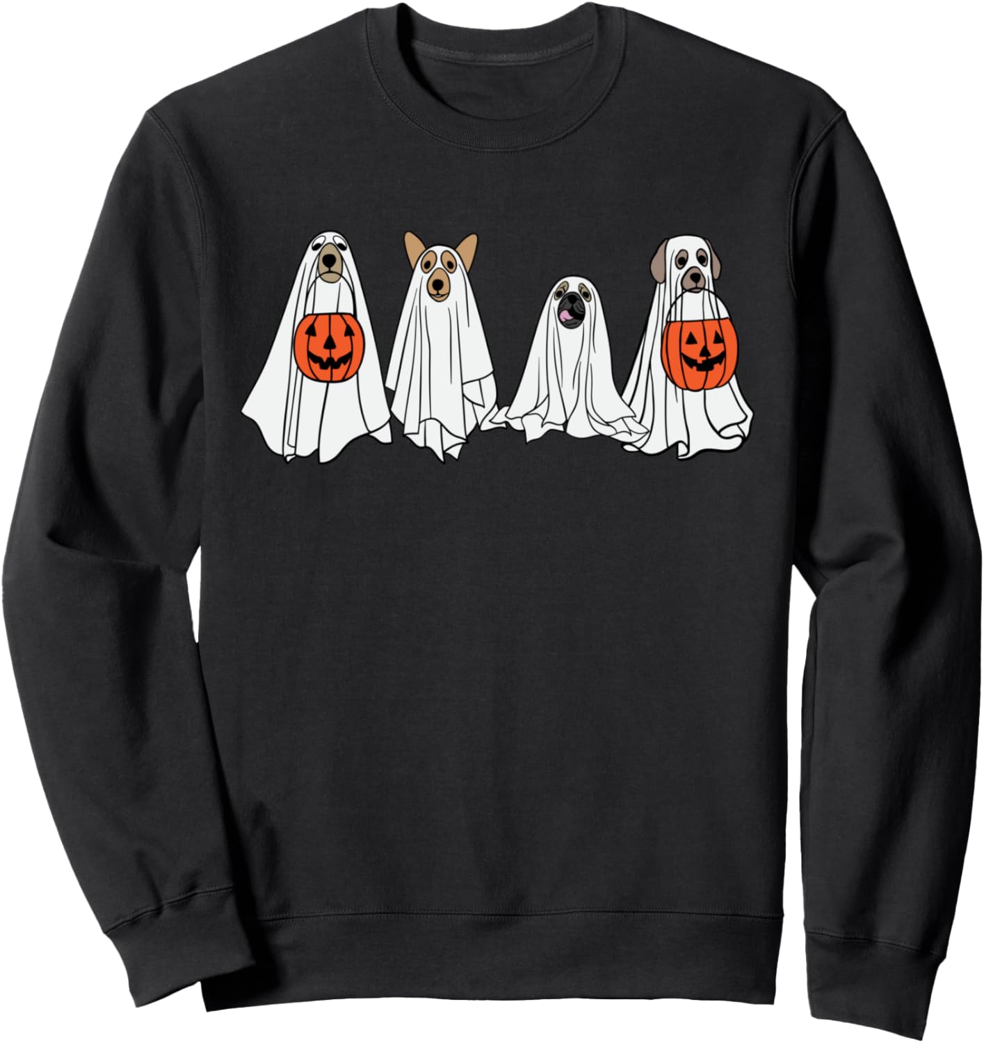 Cute men women Halloween dog dogs ghost pumpkin costume tee Sweatshirt