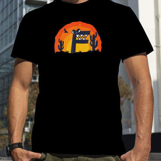 Alphabet Lore f Letter Christmas Boys Sunset Desert Cactus T Shirt B0BM8C53N5