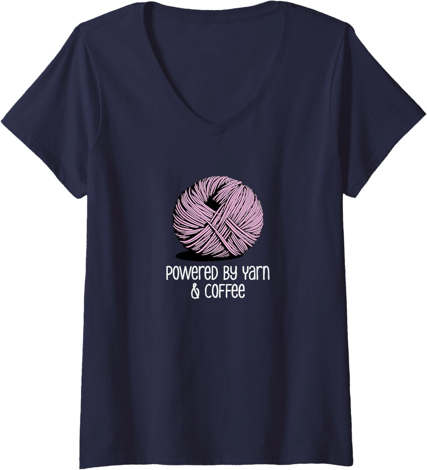 Womens Funny Yarn and Coffee Saying V-Neck
