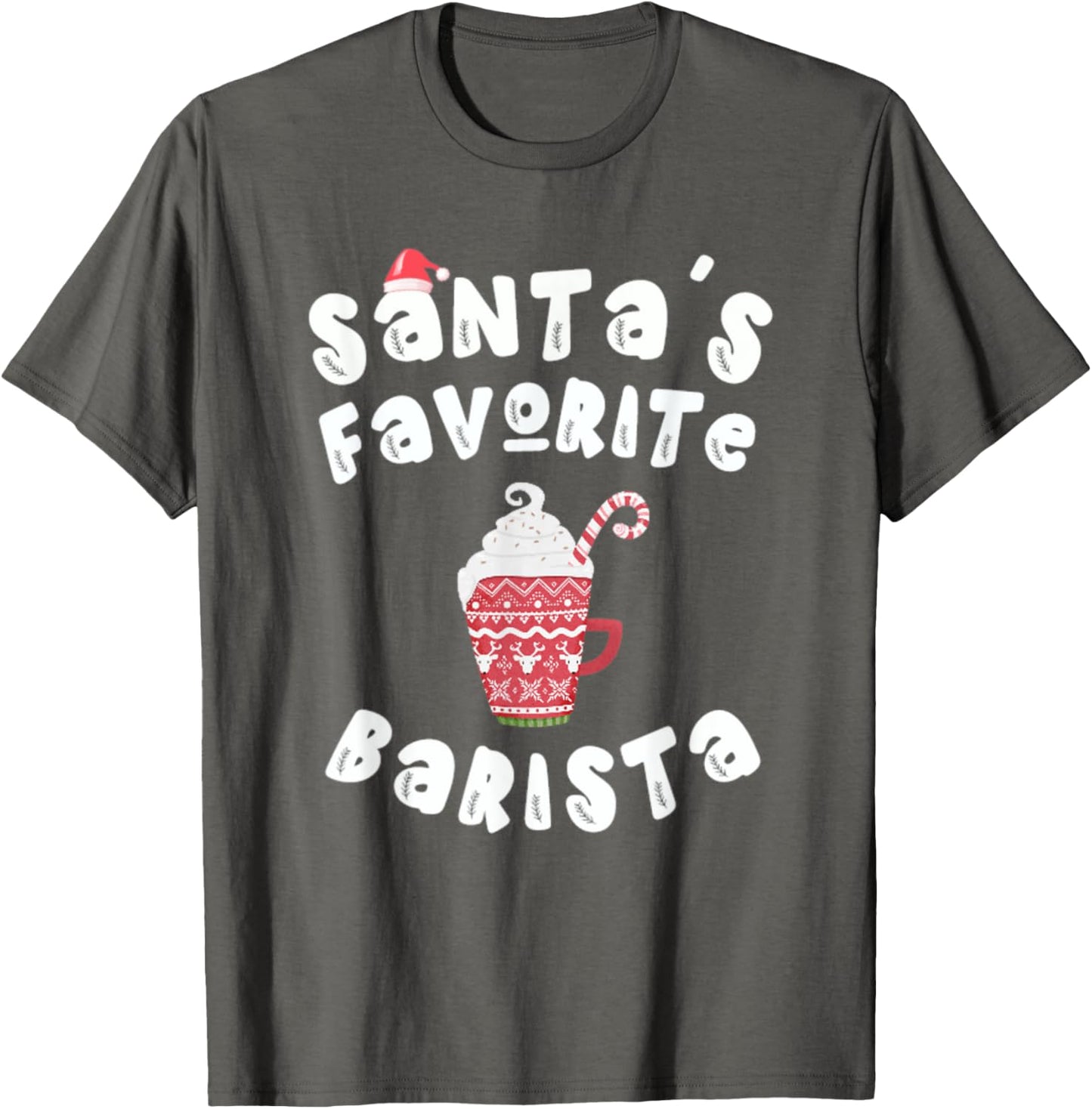 Mens Santa's Favorite Barista Coffee Maker Latte Christmas