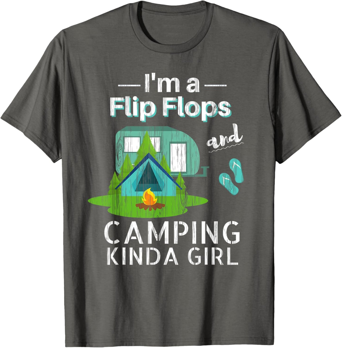 Funny Womens Girls Camping Shirt Flip Flops Roadtrips Rv