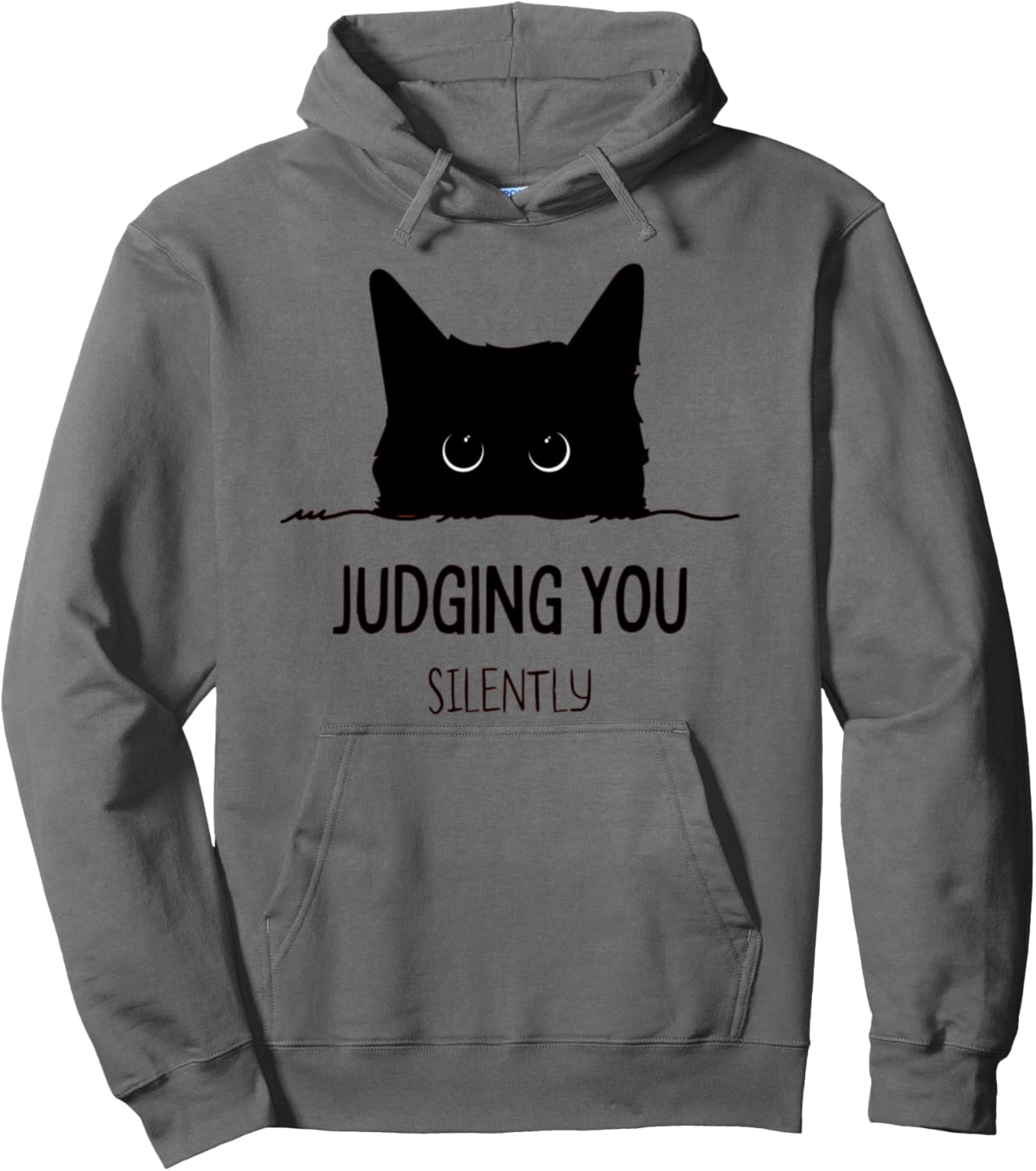Cat Judging You Silently Funny Black Cat Mom Dad Pullover Hoodie
